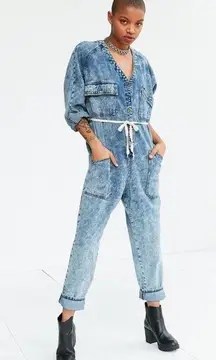 BDG Urban Outfitters Acid Wash Riveter Denim Coverall Jumpsuit Sz.S