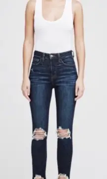 L'AGENCE Mariner High Line High Rise Skinny Jeans Distressed Size 26