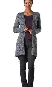 Horny Toad Marvelous Long Merino Wool Gray Long Sleeve Cardigan