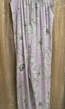 Victorias Secret Lilac White Floral Satin Pants Jumpsuit Medium NWOT
