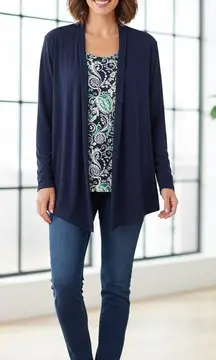 Alfred Dunner Top with Cardigan Shirt Womens 1X Blue Paisley Print Business Fall