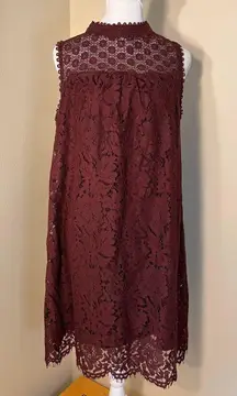 Xhilaration Maroon Floral Lace Sleeveless Dress Medium