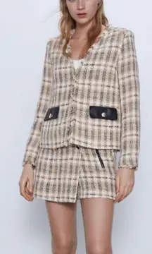 NWT  Frayed V Neck Tweed Blazer 2505/169