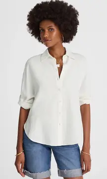 Madewell women’s Cotton Double-Gauze Oversized Shirt 3/4 sleeves white Sz L NWT