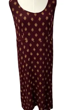 Vintage Rabbit Rabbit‎ Rabbit Rayon Slip Dress Womens M USA Made Maroon Gold