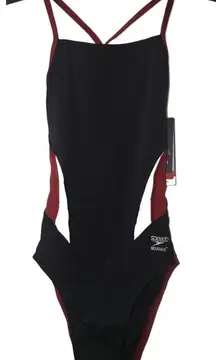 Speedo Endurance+ Swimsuit Performance Training One Piece Black Red Size 30‎