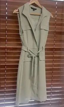 Wrap-front Trench Dress-Sage 👗