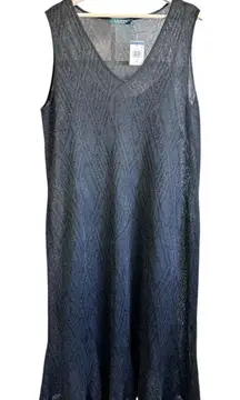 LRL Ralph Lauren Dress Women Size 3X Black Knit Lurex Art Deco Glam Sweater Vest