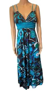 Sequin Hearts Y2K Brown Blue Hippie Boho Eclectic Groovy Funky Floral Maxi Dress