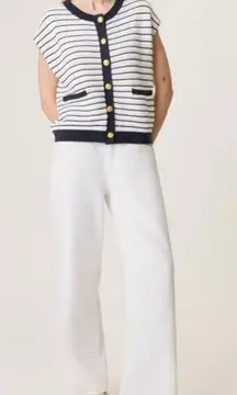 RAG & BONE Striped Sleeveless Button Down Sweater Blue White Size M NEW