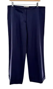 Tory Burch Women Size 12 Navy Wool Blend Wide Leg Crop Pants Career Dress Work‎