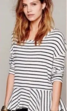 WE THE FREE/URBAN OUTFITTERS Waffle knit Black and White Peplum Top Size XS‎