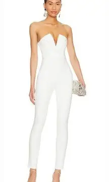 Superdown Madi Strapless Jumpsuit in White