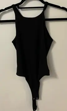 Weworewhat Danielle Bernstein Black Ribbed Tank Bodysuit