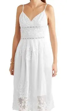 SEA NEW YORK White Pleated Empire Crotchet Cotton Overlay Dress Sz 8