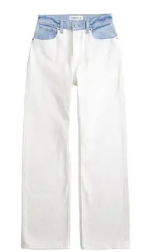 Abercrombie & Fitch High Rise 90s Relaxed Straight Leg Jeans White Blue 29 / 8