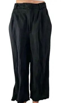 Apiece Apart Women's Black Pleated High Rise Wide Leg Crop Denim Jeans Size S