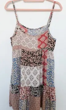 Altar'd State Y2K Patchwork Mini Dress Size S Boho Festival Cottagecore Babydoll