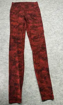 Lululemon Pants Womens‎ Small Red High Rise Patterned Leggings Yoga Athletic Gym