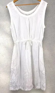 FLAX JEANNE ENGELHART Linen Cinch Waist Sleeveless‎ Midi Dress Lagenlook Sz M