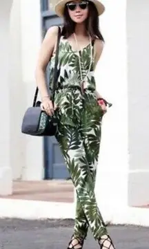 Top Shop Palm Leaf Romper Resort Wear Jumpsuit Green Plant Palm Tropical Cruise