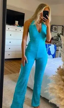 ZARA  Ribbed Halter Flare Jumpsuit