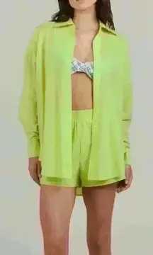 Charlie Holiday Anthropologie Yellow/Green‎ Maple Shirt size S/4 NWT