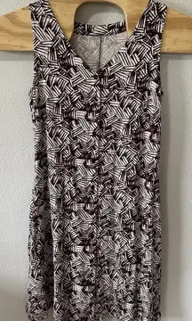 Garnet Hill‎ Button Up Front Knit Tank Dress Size Small Burgundy Print Pattern