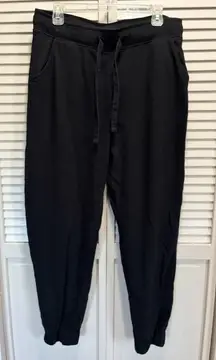 Guess Jogger Sweatpants Elastic/Tie Waist Pockets Size Large Black Logo