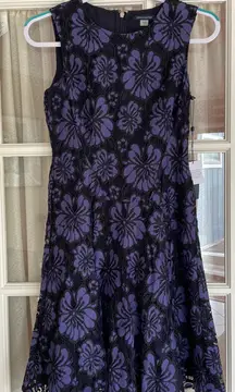 Purple And Black Floral Lace Dress