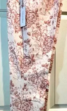 Carolina Belle pull on pants - pink and off white rose pattern - size 10 - NWOT