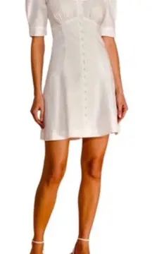 Parker Off White Linen Puff Sleeve Mini Dress Size 8 NWT Ivory