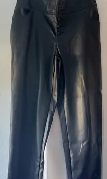 Bar III Faux Leather Black Button Up Pants‎ size 8 NWOT