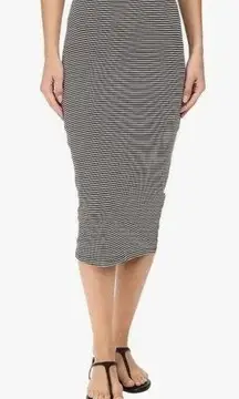 Billabong Black & White Stripe Skirting The Truth Midi Cotton Skirt Size S Small