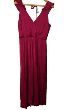 Parker Womens Boudoir Red Cropped Flutter Sleeve Jumpsuit Size Medium New NWT