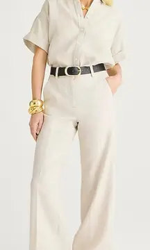 NWT J. Crew Carolina Flare Pant Stretch Linen Blend Flax Ivory
