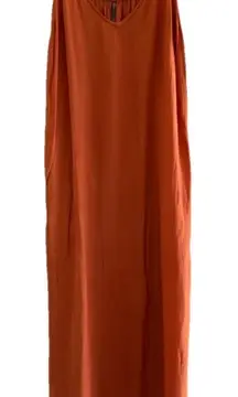 Anthropologie‎ Burnt Orange Midi Slit Dress Spaghetti Strap NWOT Size XS