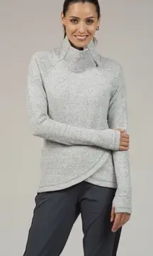 IBKUL Solid Popcorn Stitch Asymmetrical Zip Pullover Size Large Oxford Gray