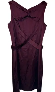 Kay Unger Women's Dress Cocktail Lined Cowl-Neck Twist Front Sheath Wine‎ Sz. 14
