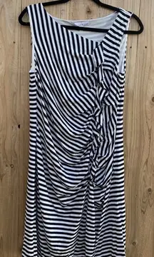 Lucy & Laurel Women's Navy Blue White Dress Size Large‎ Short Sleeve Striped