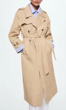 Mango Classic Beige Long Sleeve Trench Coat