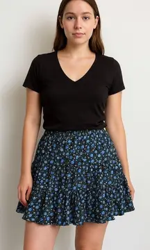 Vintage L.L. Bean Floral Y2k Retro Teired Mini Skirt Corduroy 12 Hippie Outdoor