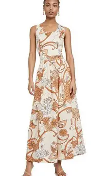 Nicholas The Label Shannon Dress Linen Maxi Adobe Pscyhedelic Floral Retro Boho