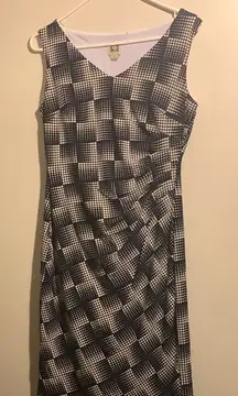 Anne Klein Black and White Patterned‎ Midi Dress