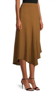 Vince Panel Midi Skirt Size 2 Asymmetrical Hemline Tan High Rise Classic Office