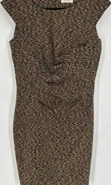 Calvin Klein  Women's Cap Sleeve Space Dye Crew Neck Sheath Dress Brown Sz Small