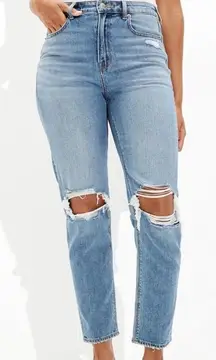 American Eagle Mom Jean Comfort Stretch Waistband Ripped Knees High Rise 0 Short