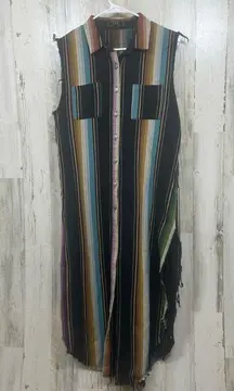 L & B Lucky & Blessed Serape Button Up size M Lace Up Western Rodeo