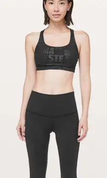 Lululemon Energy Bra Size 8 in 20 Year Manifesto Embossed Black Print