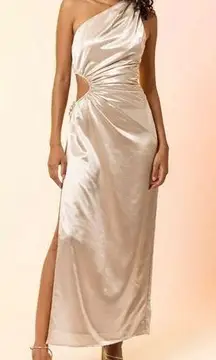 Line and Dot  Eliza Cut-Out Satin Gown One Shoulder, Side Slit Size By Measurements